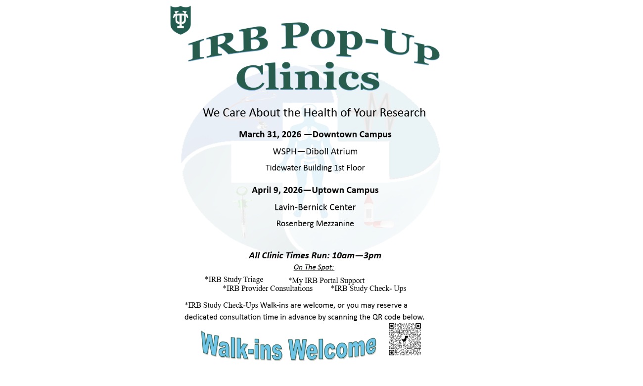 IRB Pop Up Clinic Spring 2026 illustration