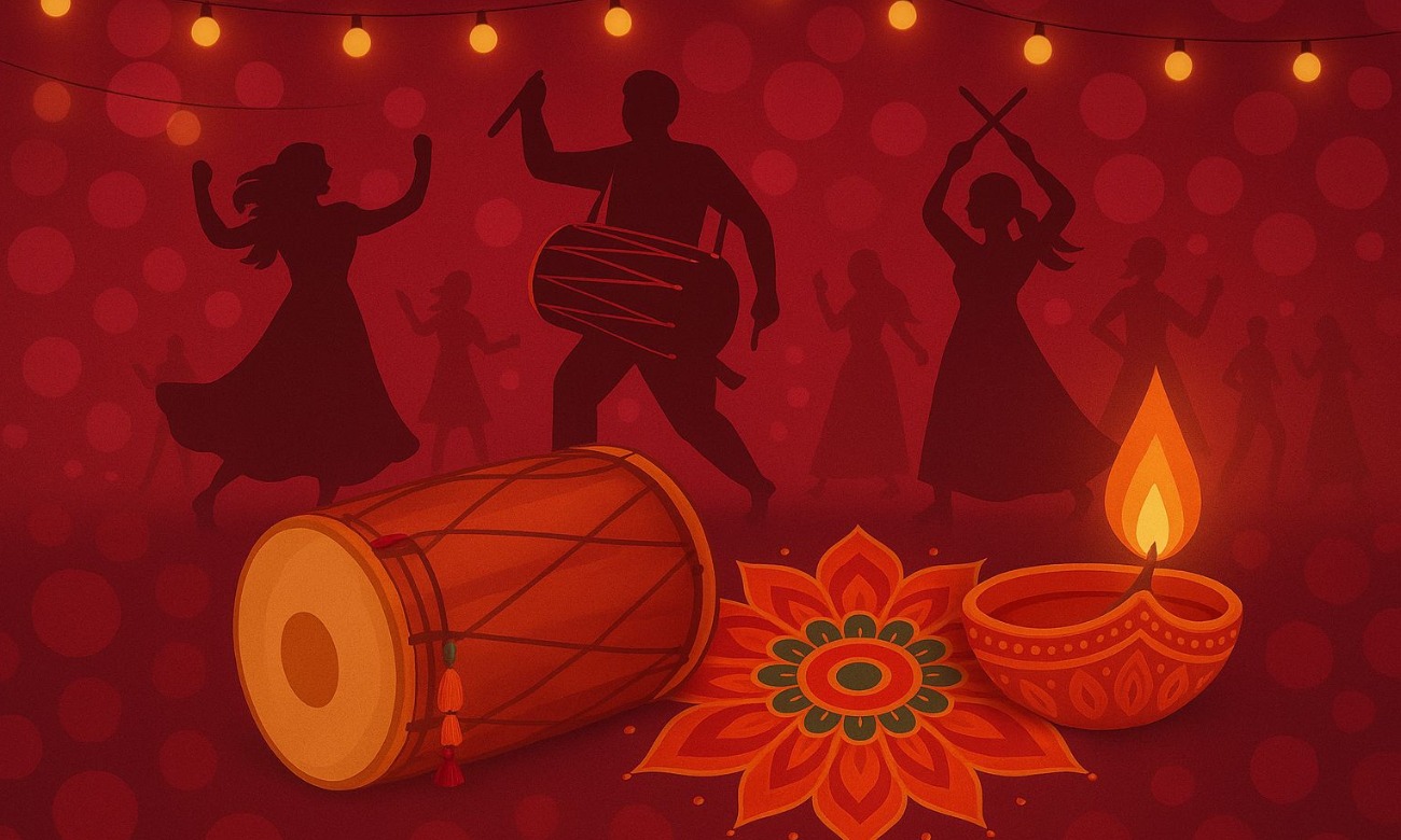 Dhols and Diyas with SAGA illustration