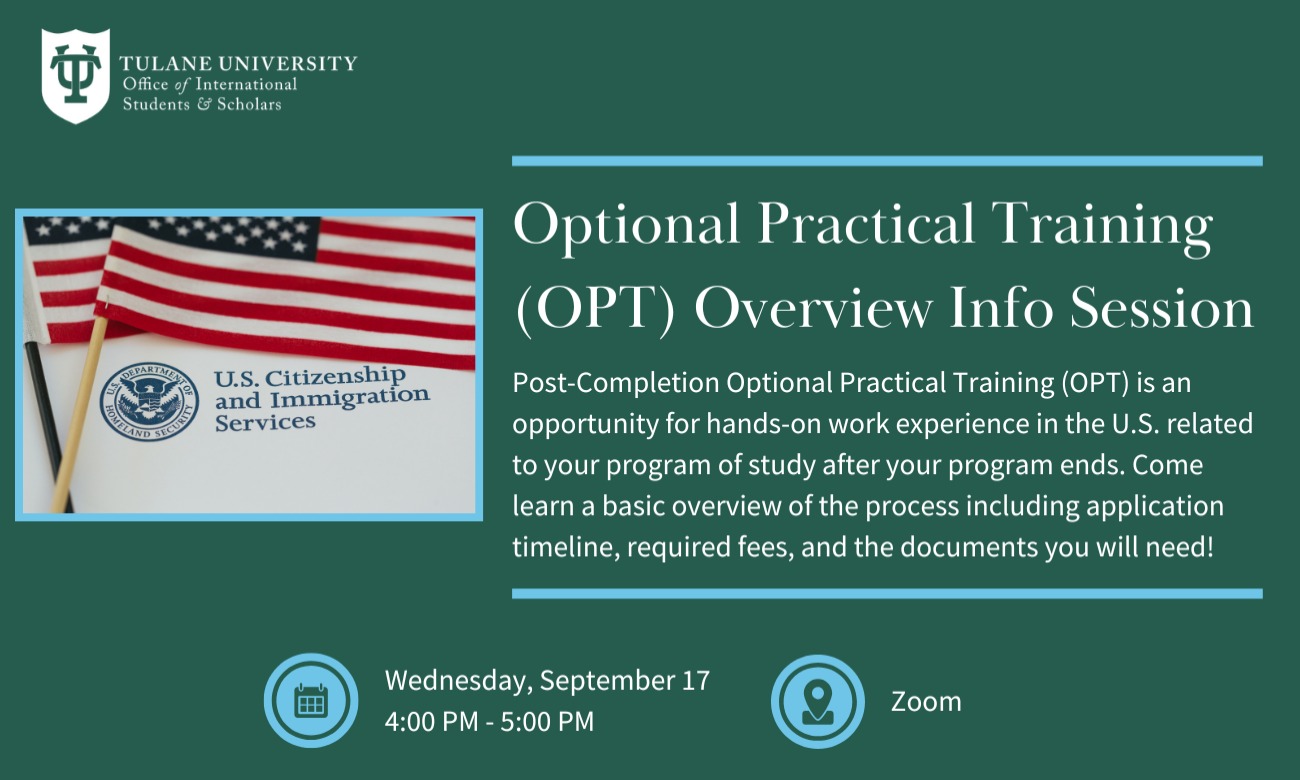 OPT Overview Info Session for F-1 Students illustration