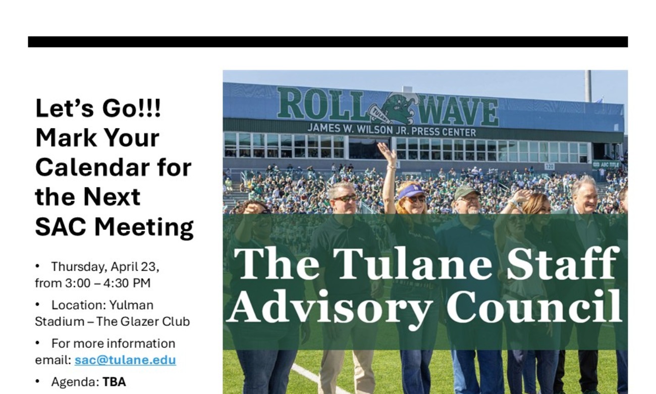 Tulane Staff Advisory Council April General Session illustration