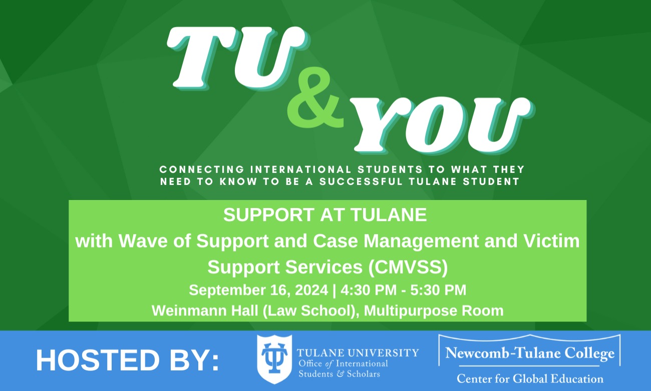 TU & You - Support at Tulane with Wave of Support and Case Management and Victim Support Services (CMVSS) illustration
