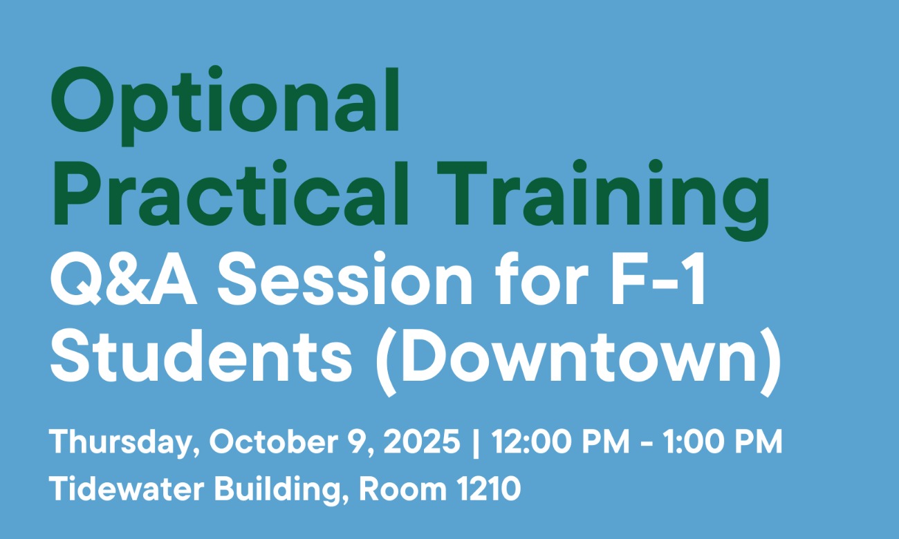 Optional Practical Training Q&A Session for F-1 Students (Downtown) illustration