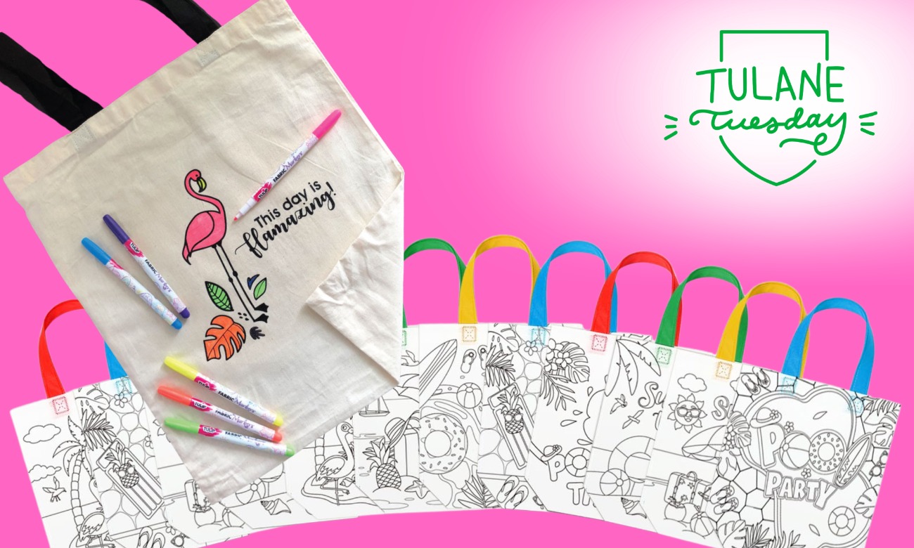Tulane Tuesday | DIY Coloring Tote Bags illustration