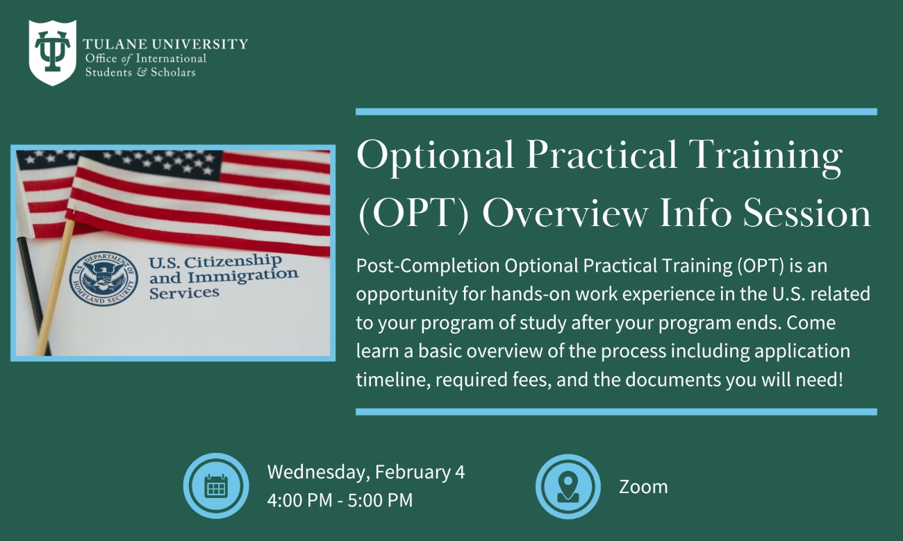 Optional Practical Training (OPT) Overview Info Session for F-1 Students illustration