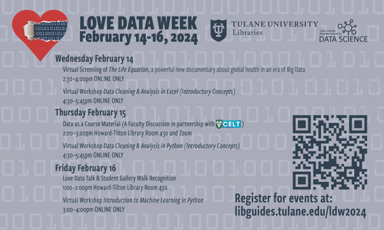 Love Data Week at Tulane University Libraries illustration