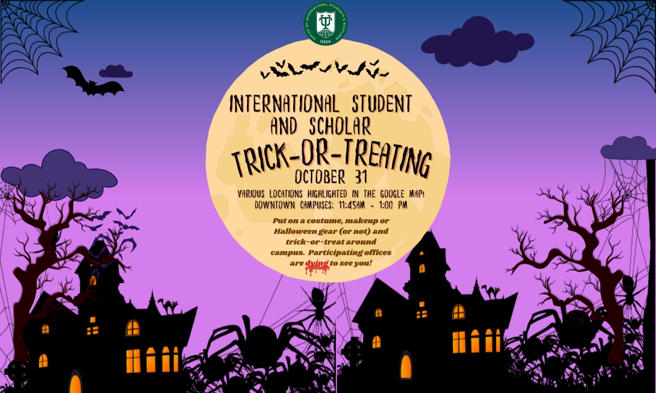 International Student and Scholar Trick or Treating - Downtown illustration