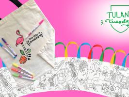 Tulane Tuesday | DIY Coloring Tote Bags illustration